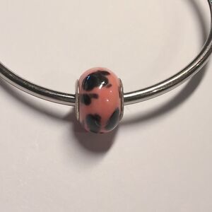 Silver Pink with Black Spots Charm for Pandora Style‎ Bracelet